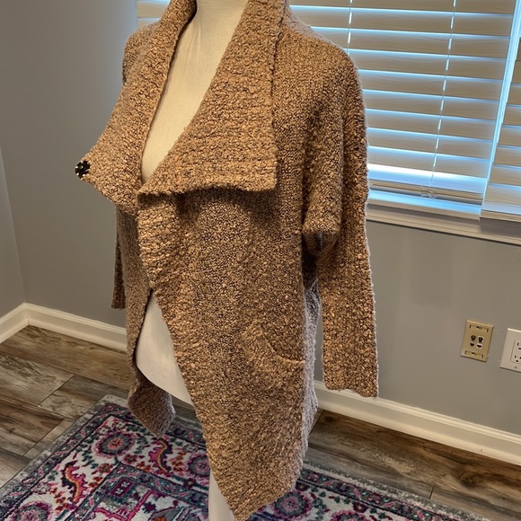 Design Lab mauve pink and black heather cardigan sweater with snap buttons - Picture 1 of 12